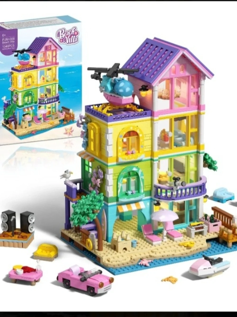 NEW Beach Villa 1346-Piece Building Block Set PJM-008 Beach House